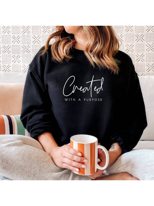 Created with A Purpose Sweatshirt - Christian Sweatshirt