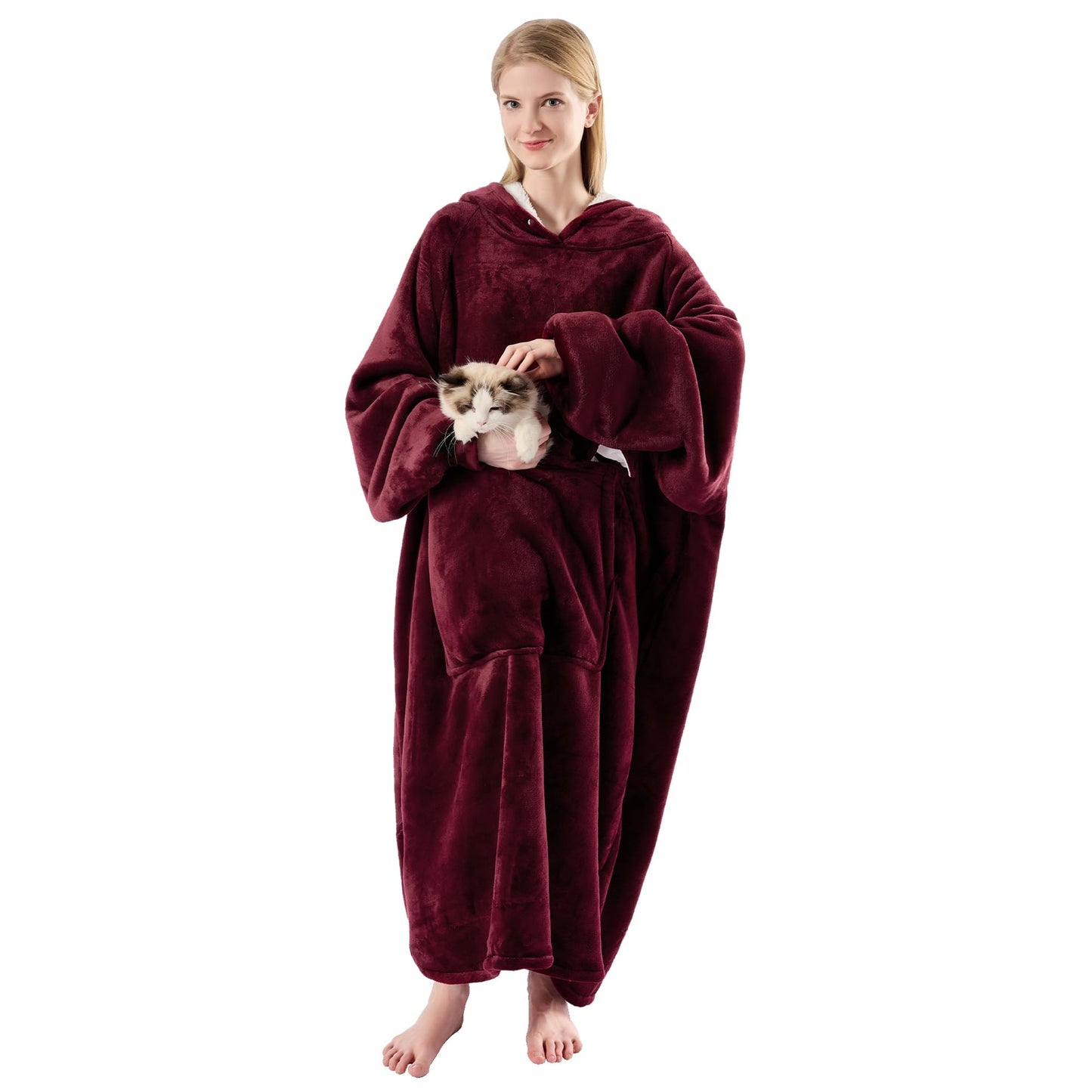 Krifey Wearable Blanket Hoodie, Oversized Sherpa Fleece Sweatshirt with Giant Pocket, Birthday Gifts for Women, Warm Christmas Gift for Mom, Wife, or Girlfriend