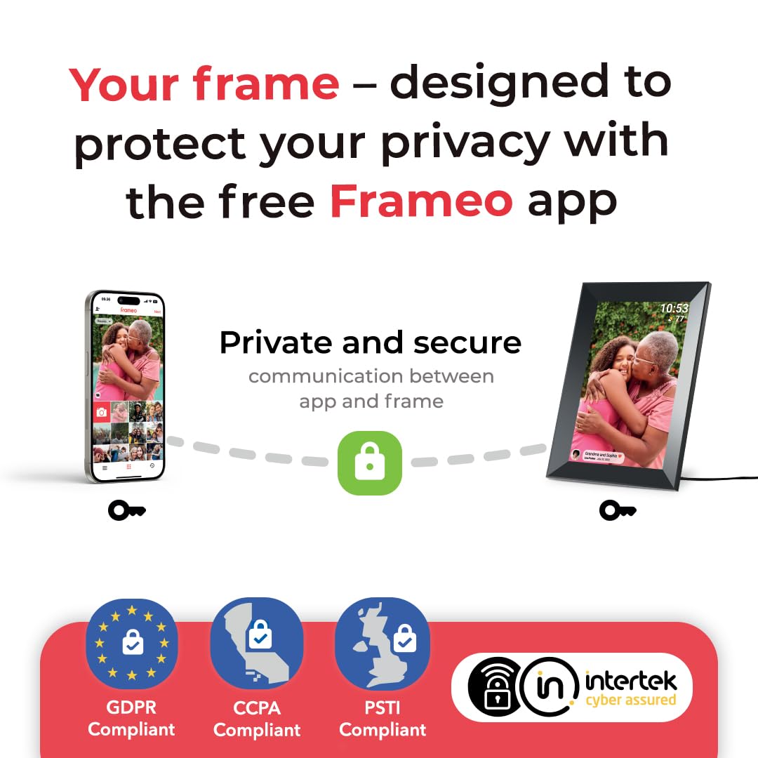 Digital Picture Frame, 10.1'' Frameo Digital Frame Wifi, 32GB Memory, 1280*800 HD Touch Screen Digital Photo Frame, Wall Mountable, Auto-Rotate, Share Instantly, Wedding, Birthday Gifts for Women, Mom