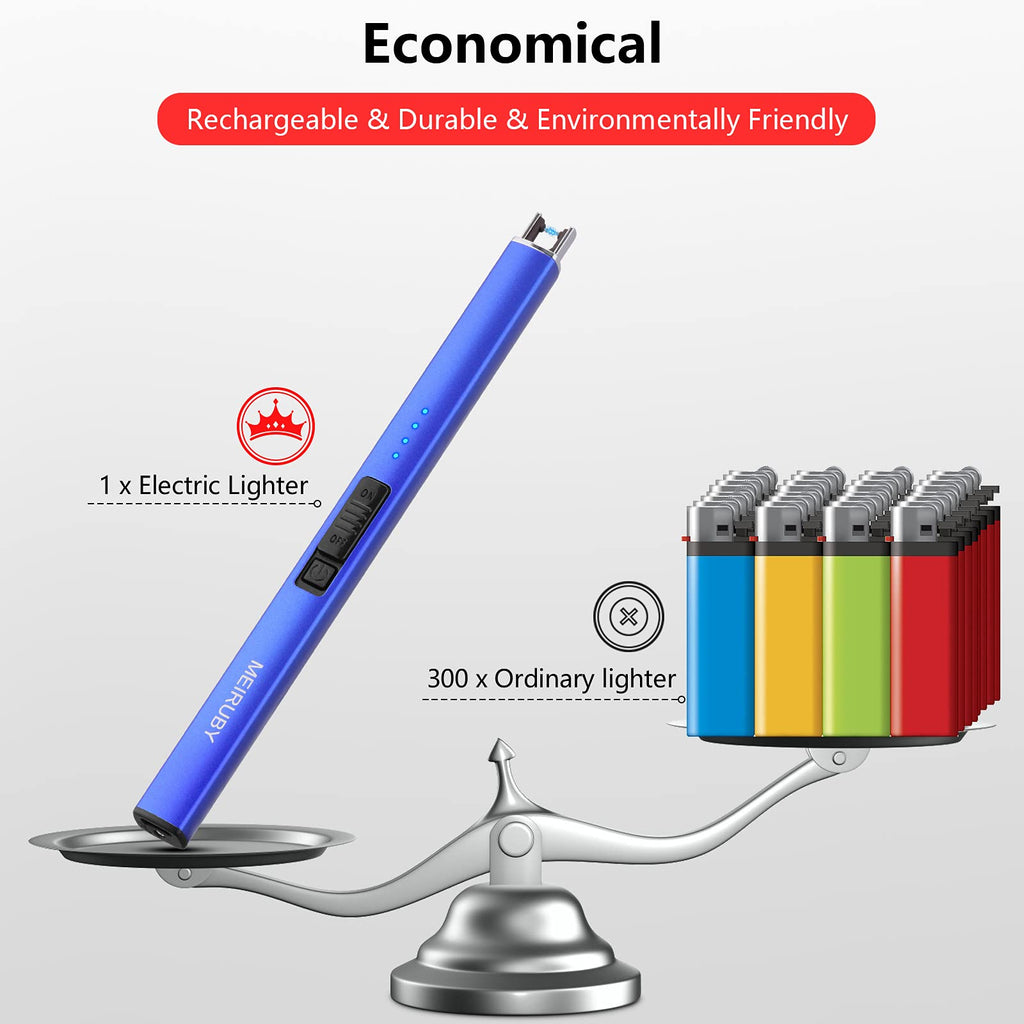 MEIRUBY Electric Candle Lighter, Christmas Stocking Stuffers Gifts for Women Mom Men Wife Sister, USB Arc Rechargeable Windproof Long Lighter for Candle BBQ Housewarming Birthday Gifts Idals