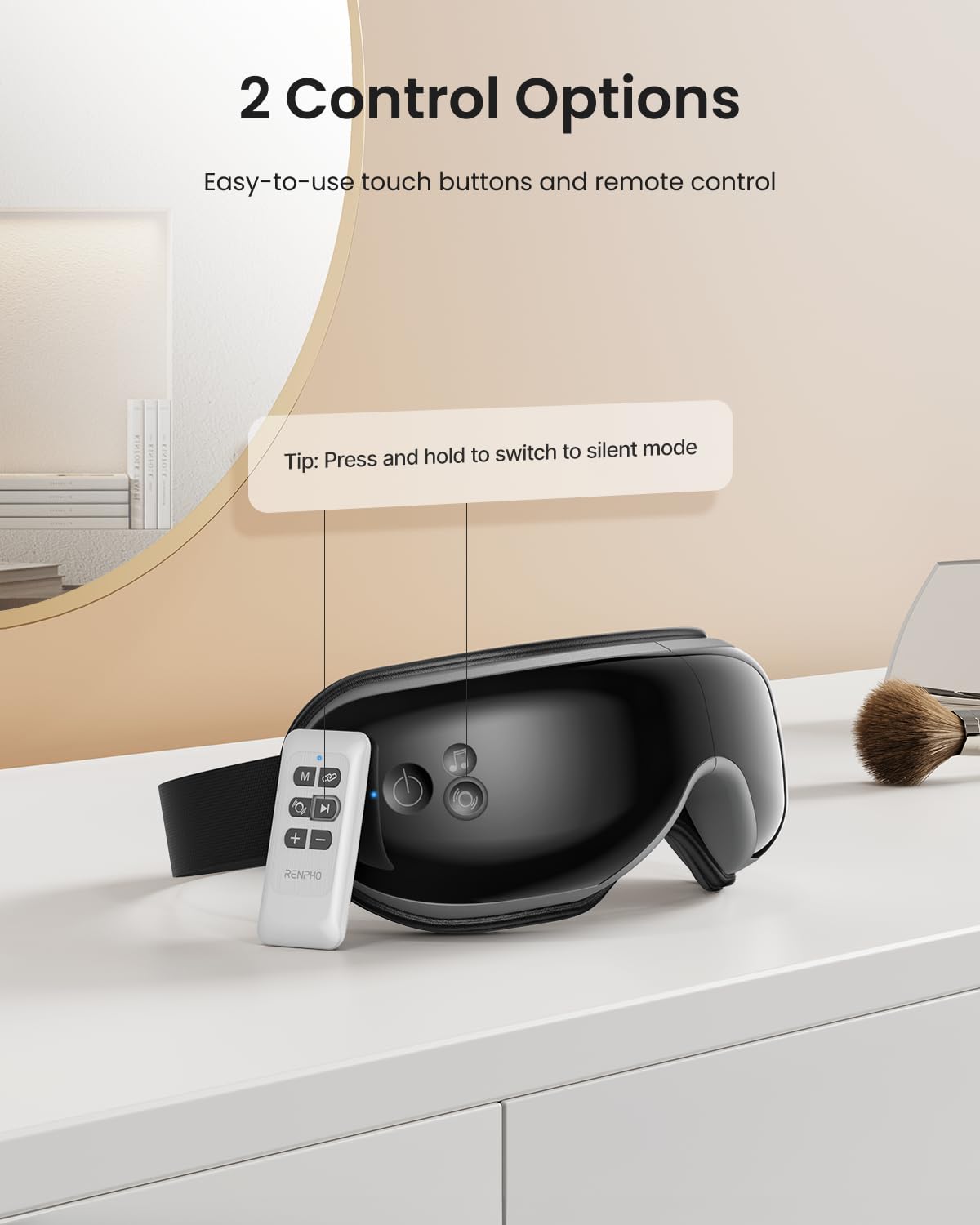 RENPHO Eyeris 1 Eye Massager with Remote, Christmas Birthday Gifts for Women Men, FSA Eligible HSA Sleep Mask with Heat, Compression, Headache Massager Scalp for Strain Relief Migraine Relief Stye Eye