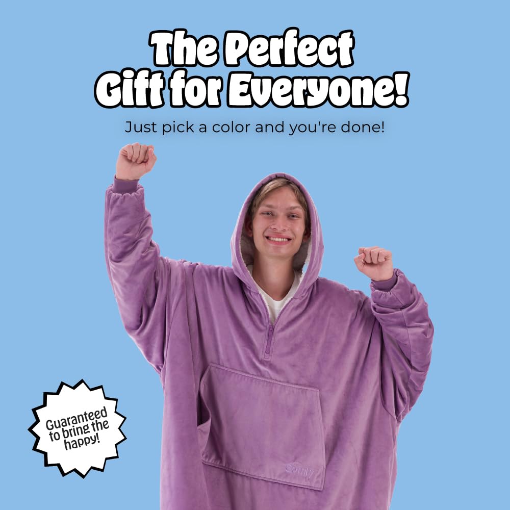 THE COMFY Original | Sherpa Lined Microfiber Fleece Wearable Blanket, Oversized Design with Hood and Pocket from Shark Tank