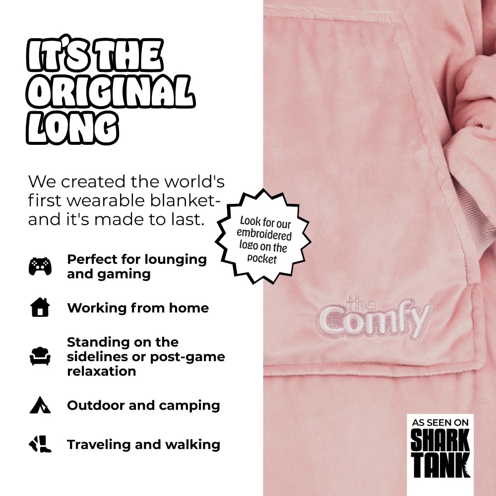 THE COMFY Original | Sherpa Lined Microfiber Fleece Wearable Blanket, Oversized Design with Hood and Pocket from Shark Tank