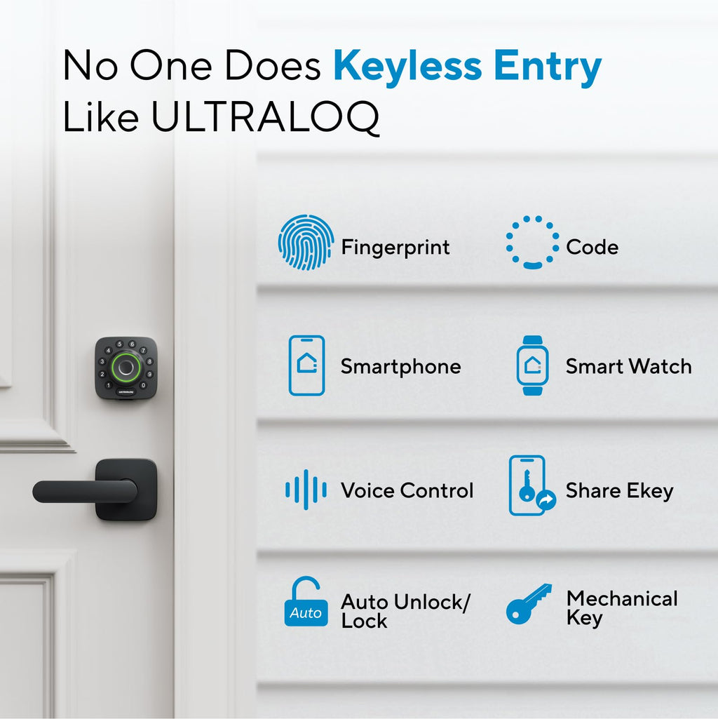 ULTRALOQ U-Bolt Pro WiFi Smart Lock with Handle, Fingerprint Smart Front Door Lock Set with Sensor, Keyless Entry Deadbolt with 2 Lever Handles, Auto Unlock, App Control, ANSI Grade 1, Easy Install