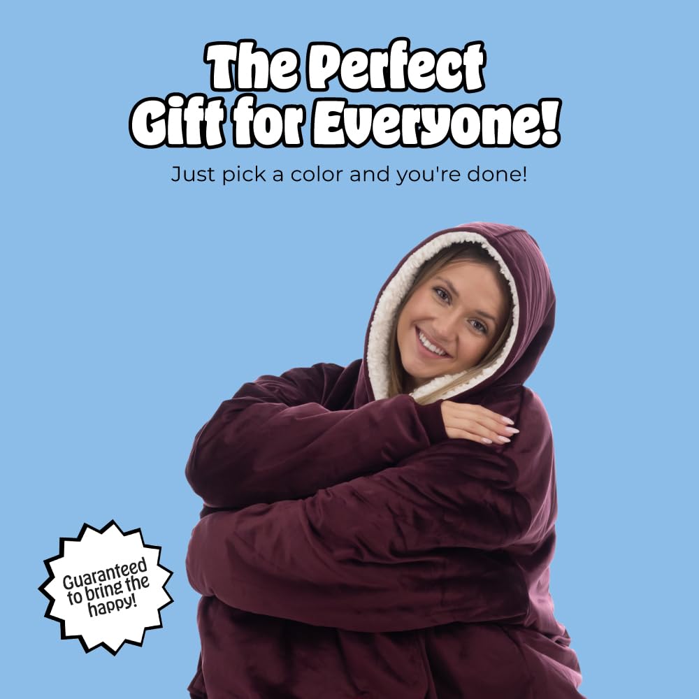 THE COMFY Original | Sherpa Lined Microfiber Fleece Wearable Blanket, Oversized Design with Hood and Pocket from Shark Tank