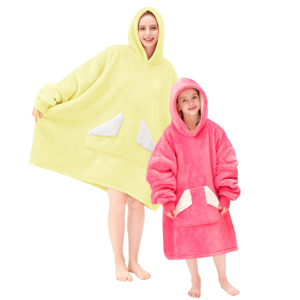 Touchat Wearable Blanket Hoodie, Oversized Sherpa Fleece Sweatshirt Blanket with Giant Hood Pocket and Sleeves for Adult, Warm & Cozy Grey Blanket Gifts for Women