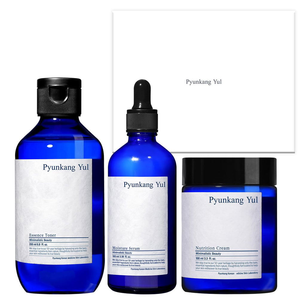 Pyunkang Yul Calming Line Gift Box Set-Korean Facial Skin Care Essential for Daily Moisturizing with Toner, Serum, Cream, Vegan & Cruelty Free Stocking Stuffer Christmas Holiday New Year gift set