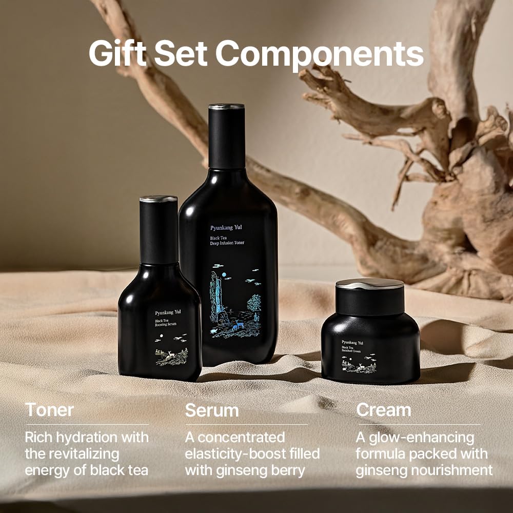 Pyunkang Yul Calming Line Gift Box Set-Korean Facial Skin Care Essential for Daily Moisturizing with Toner, Serum, Cream, Vegan & Cruelty Free Stocking Stuffer Christmas Holiday New Year gift set