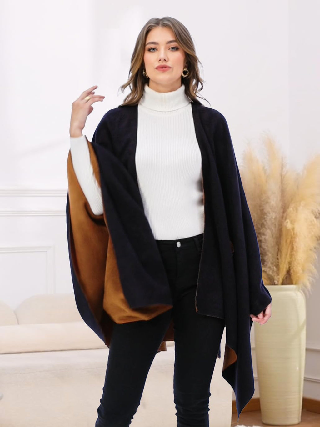 Moss Rose Women's Shawl Wrap Poncho Ruana Cape Open Front Cardigan Shawls for Fall Winter