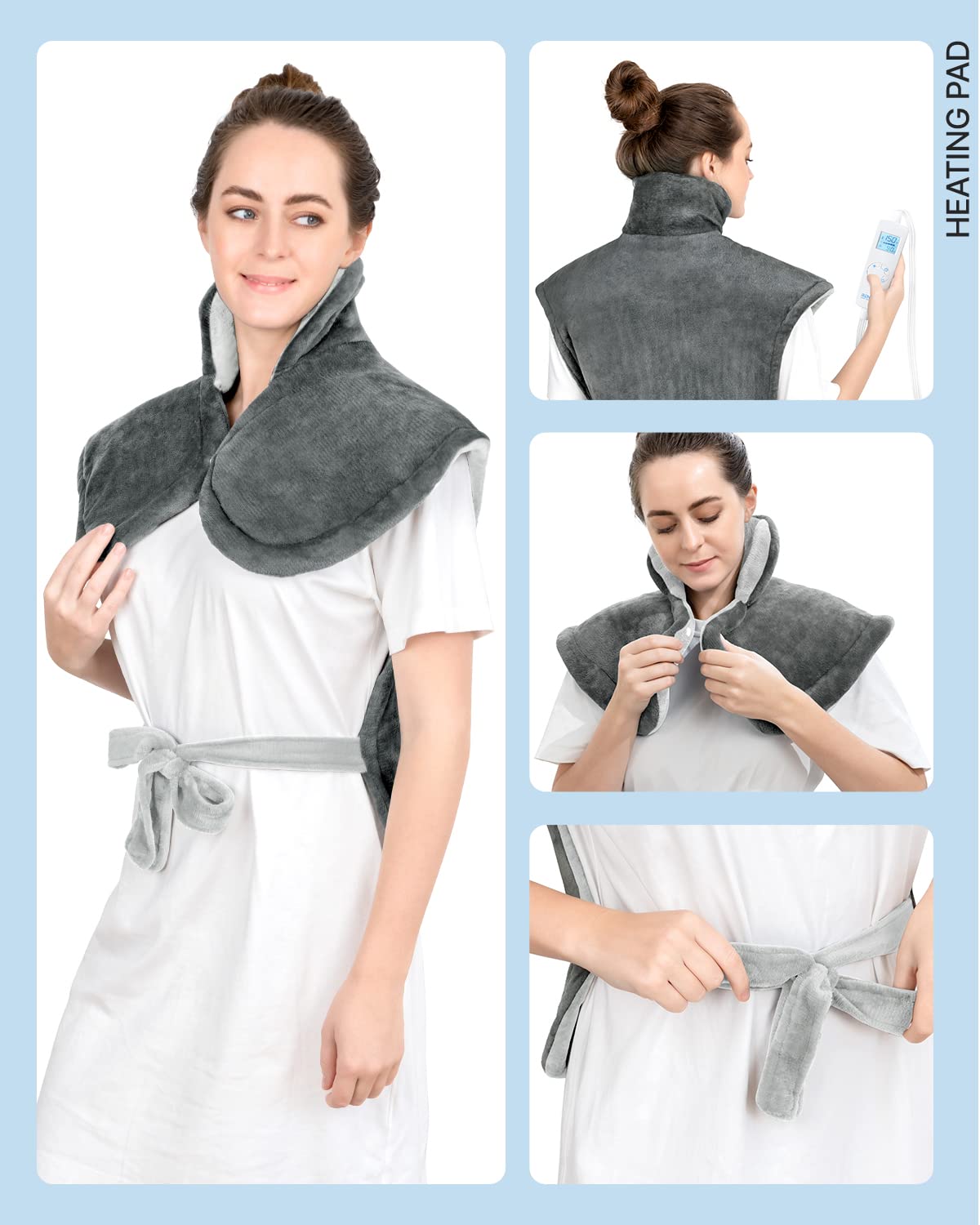 RENPHO Electric Heating Pad for Back, Birthday Christmas Gifts for Women Men Mom Dad Elderly, FSA Eligible Items Only List, Large Heat Pad for Neck Shoulders, 24"x33", ETL Certified, Gray