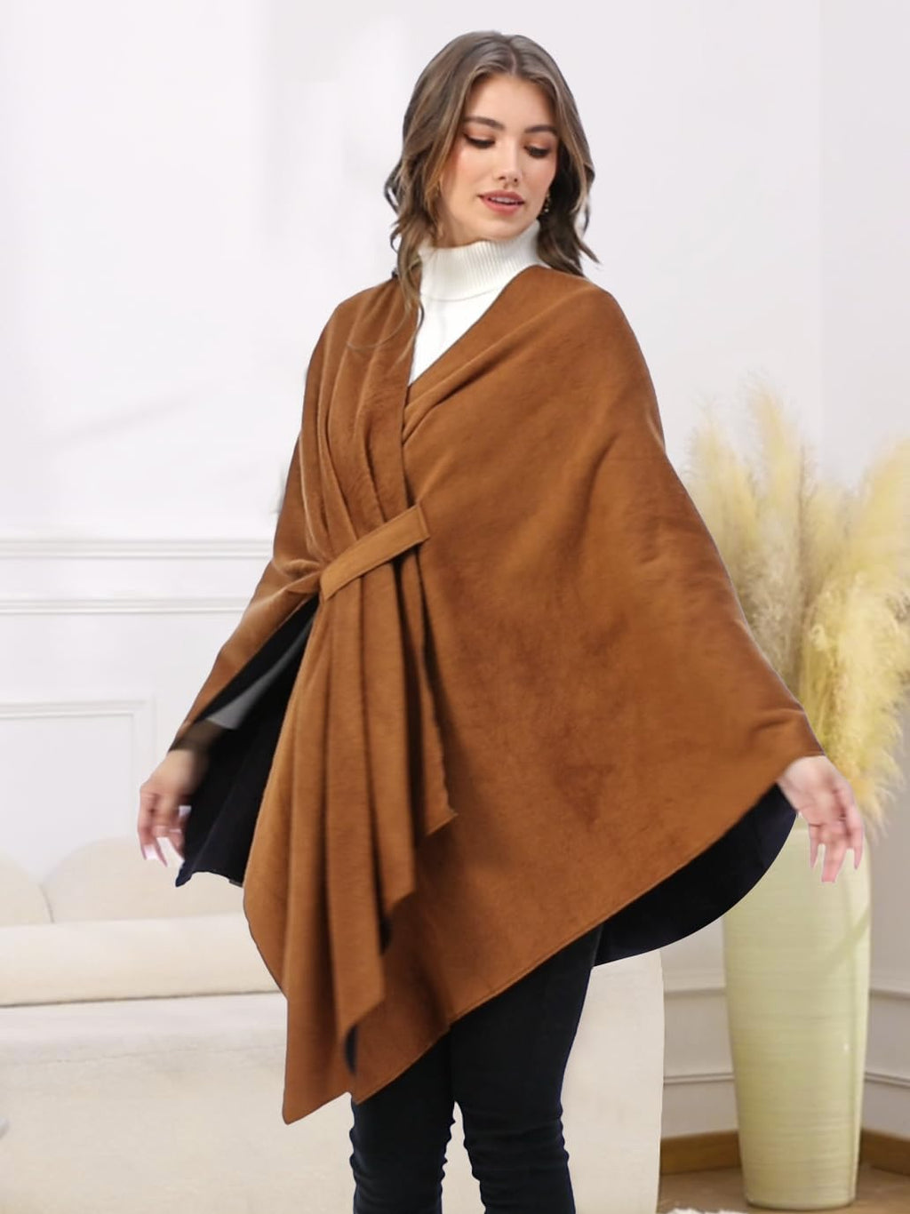 Moss Rose Women's Shawl Wrap Poncho Ruana Cape Open Front Cardigan Shawls for Fall Winter