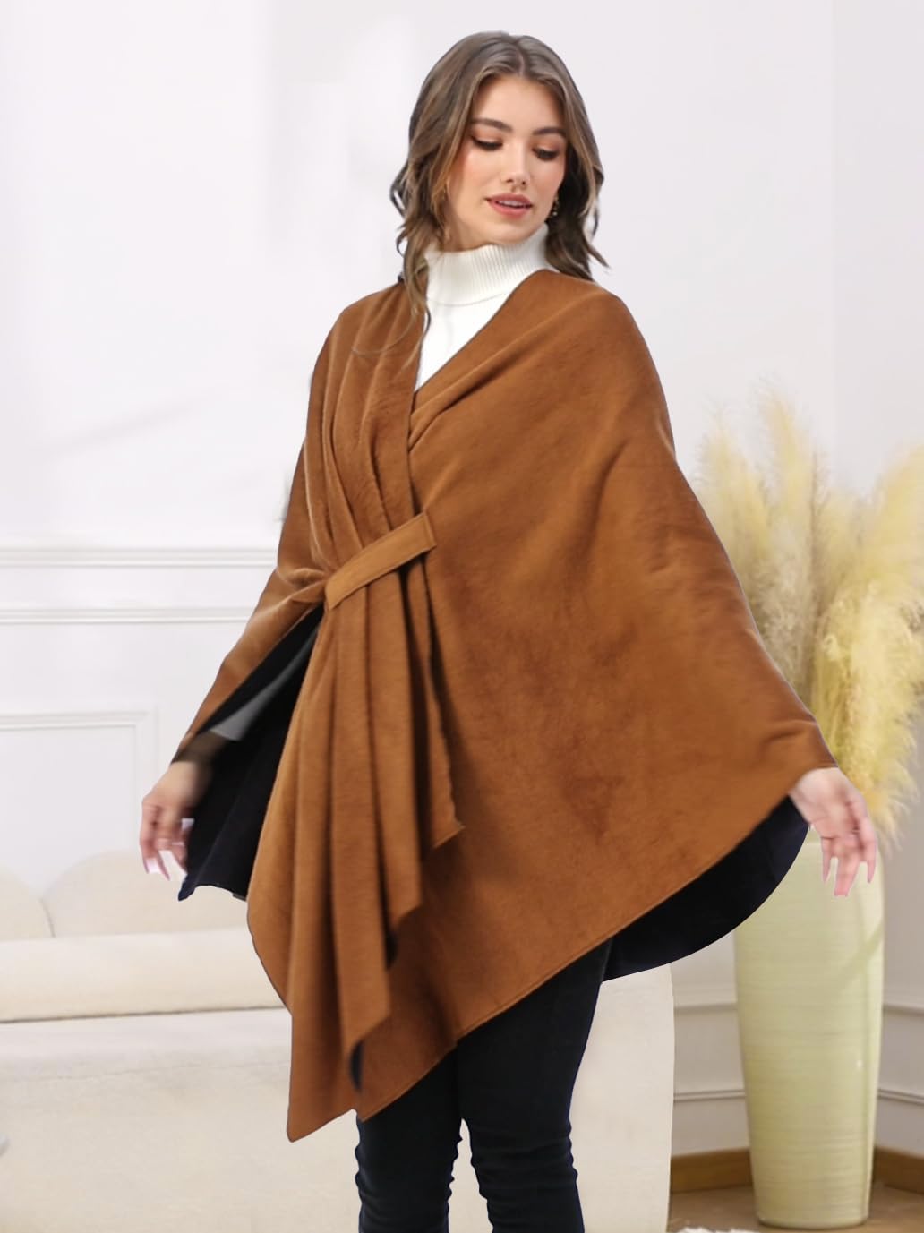 Moss Rose Women's Shawl Wrap Poncho Ruana Cape Open Front Cardigan Shawls for Fall Winter