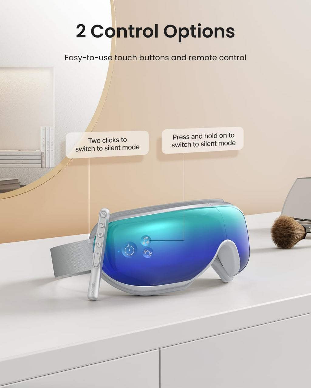 RENPHO Eyeris 1 Eye Massager with Remote, Christmas Birthday Gifts for Women Men, FSA Eligible HSA Sleep Mask with Heat, Compression, Headache Massager Scalp for Strain Relief Migraine Relief Stye Eye