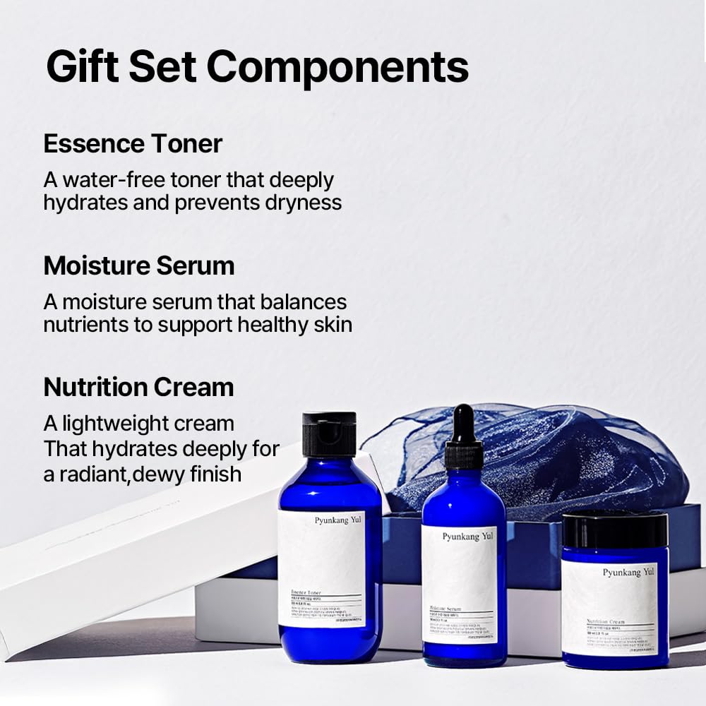 Pyunkang Yul Calming Line Gift Box Set-Korean Facial Skin Care Essential for Daily Moisturizing with Toner, Serum, Cream, Vegan & Cruelty Free Stocking Stuffer Christmas Holiday New Year gift set