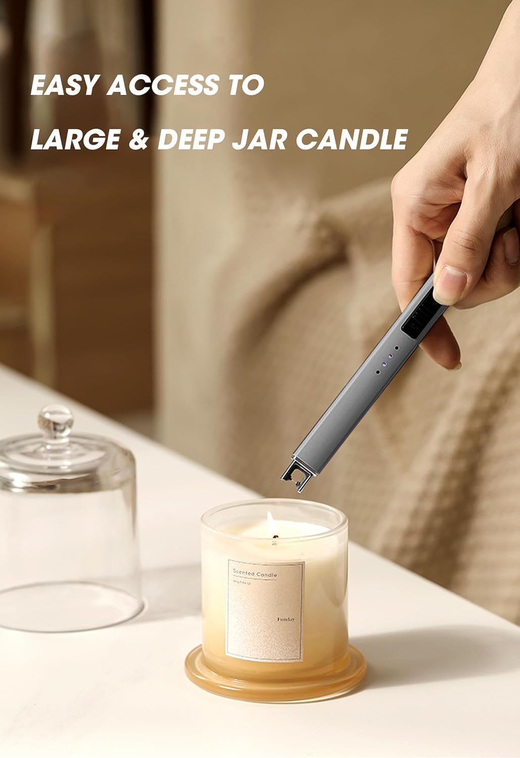 MEIRUBY Electric Candle Lighter, Christmas Stocking Stuffers Gifts for Women Mom Men Wife Sister, USB Arc Rechargeable Windproof Long Lighter for Candle BBQ Housewarming Birthday Gifts Idals