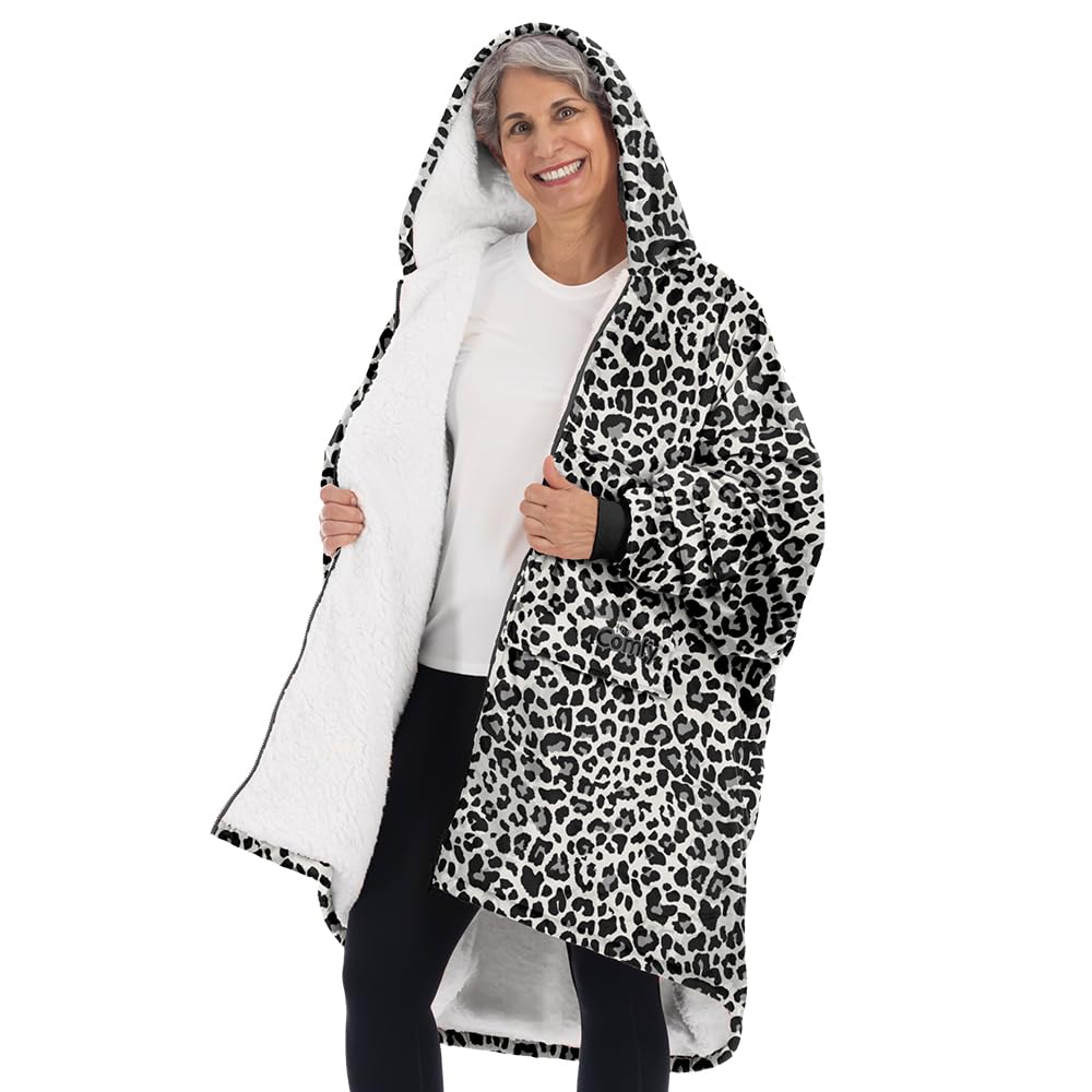 THE COMFY Original | Sherpa Lined Microfiber Fleece Wearable Blanket, Oversized Design with Hood and Pocket from Shark Tank