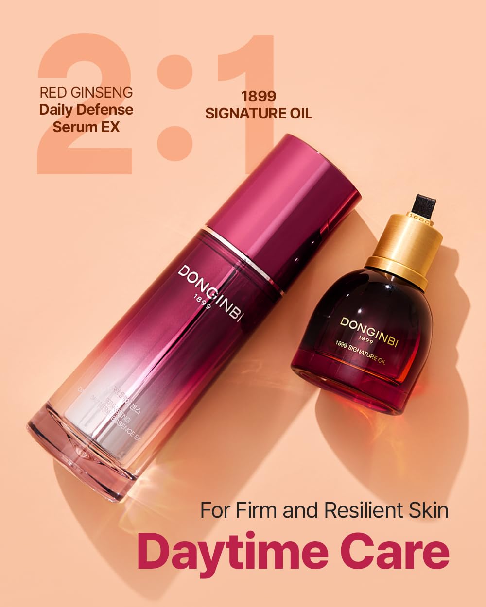 Donginbi Red Ginseng Daily Defense Special Set - Firming Cream(0.85 floz) & Korean Red Ginseng Essence(2.03 floz), Skin Barrier Repair Serum for Dry Skin, Korean Skin Care Gifts for Women
