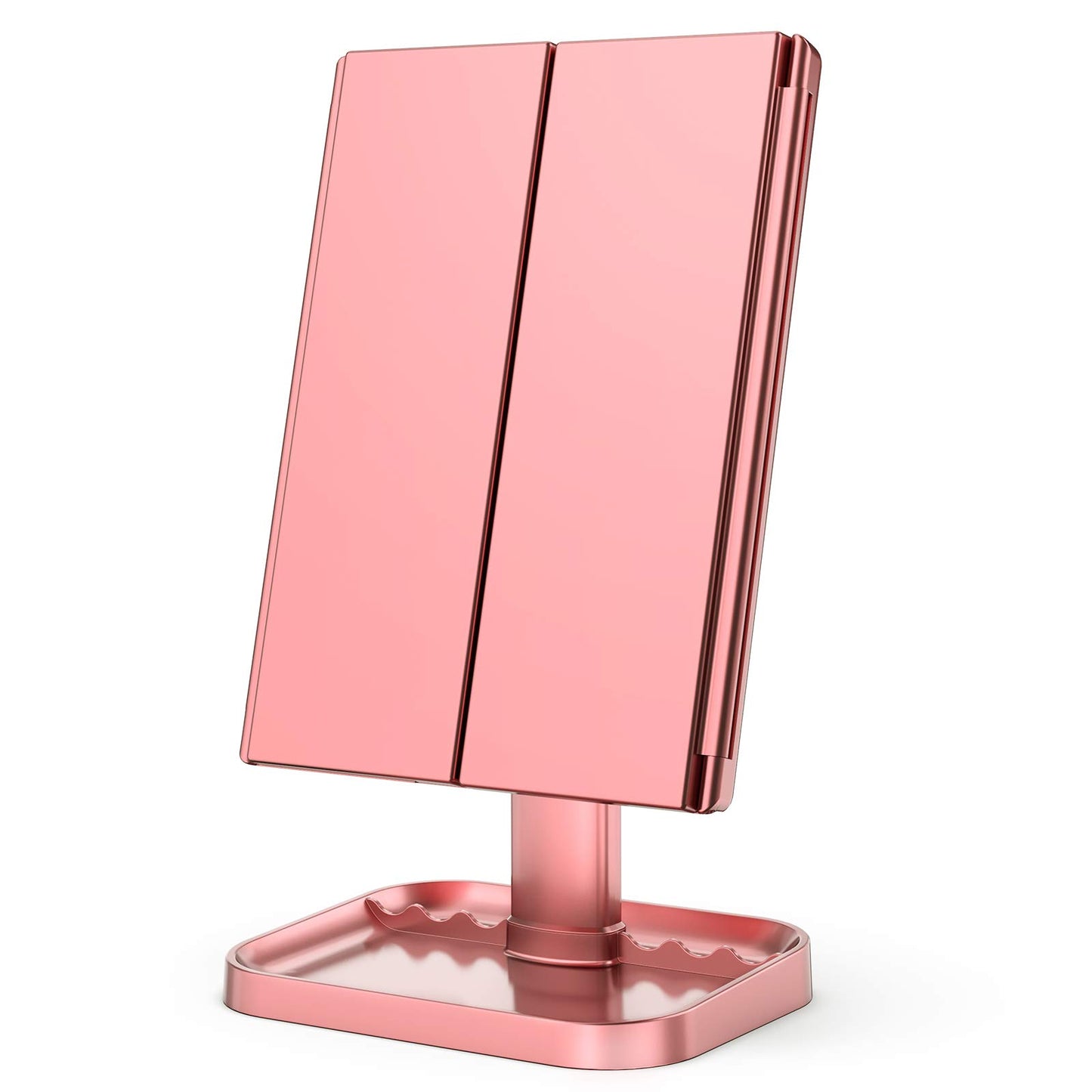 HUONUL Makeup Mirror Vanity Mirror with Lights, 2X, 3X, 10X Magnification, Touch Control, Trifold, White, 9.4" L x 13.4" W, Modern Style, Dresser Mount, Bathroom
