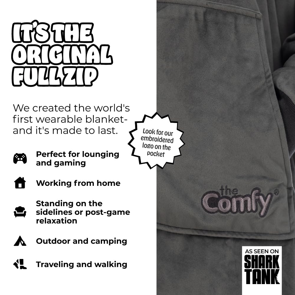 THE COMFY Original | Sherpa Lined Microfiber Fleece Wearable Blanket, Oversized Design with Hood and Pocket from Shark Tank
