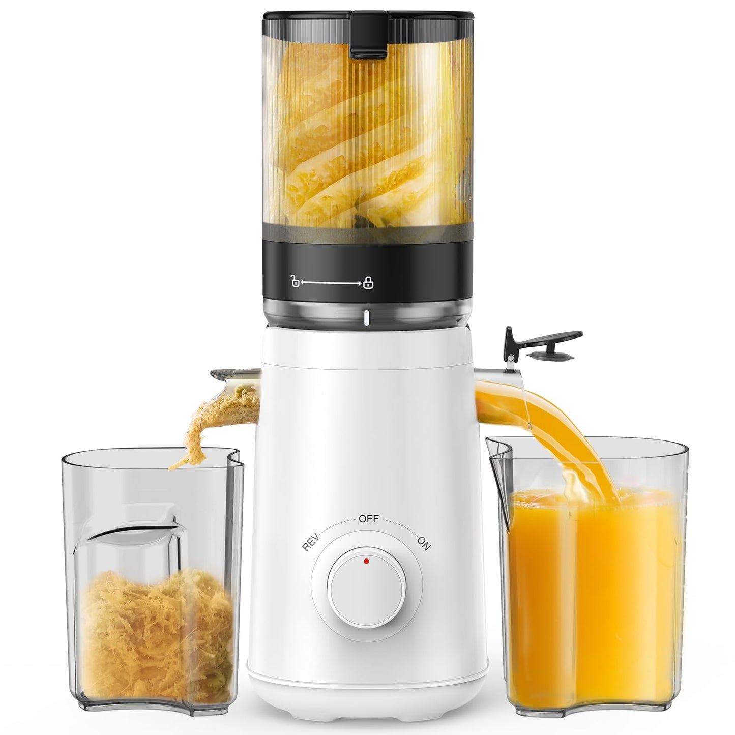 Juicer Machines, TUUMIIST Cold Press Juicer with 5.3" Extra Large Feed Chute Fit Whole Fruits & Vegetables Easy to Clean, High Juice Yield, BPA Free (Black)