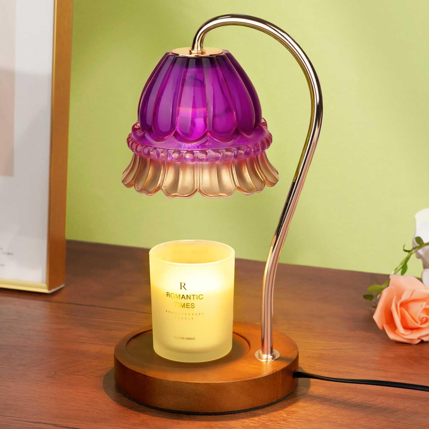 Flower Candle Warmer Lamp with Timer, Dimmable Candle Lamp Warmer, Christmas Birthday Gift for Women Mom, House Warming for New Home Decor, Lotus Wax Melt Warmer for Jar Candles