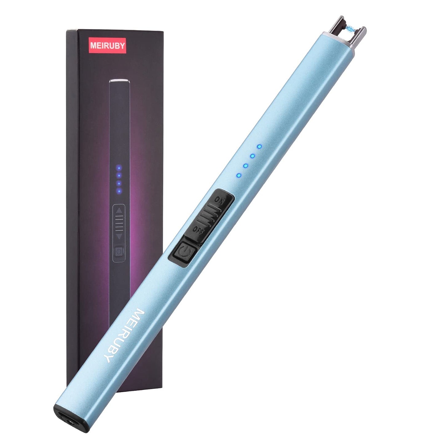 MEIRUBY Electric Candle Lighter, Christmas Stocking Stuffers Gifts for Women Mom Men Wife Sister, USB Arc Rechargeable Windproof Long Lighter for Candle BBQ Housewarming Birthday Gifts Idals