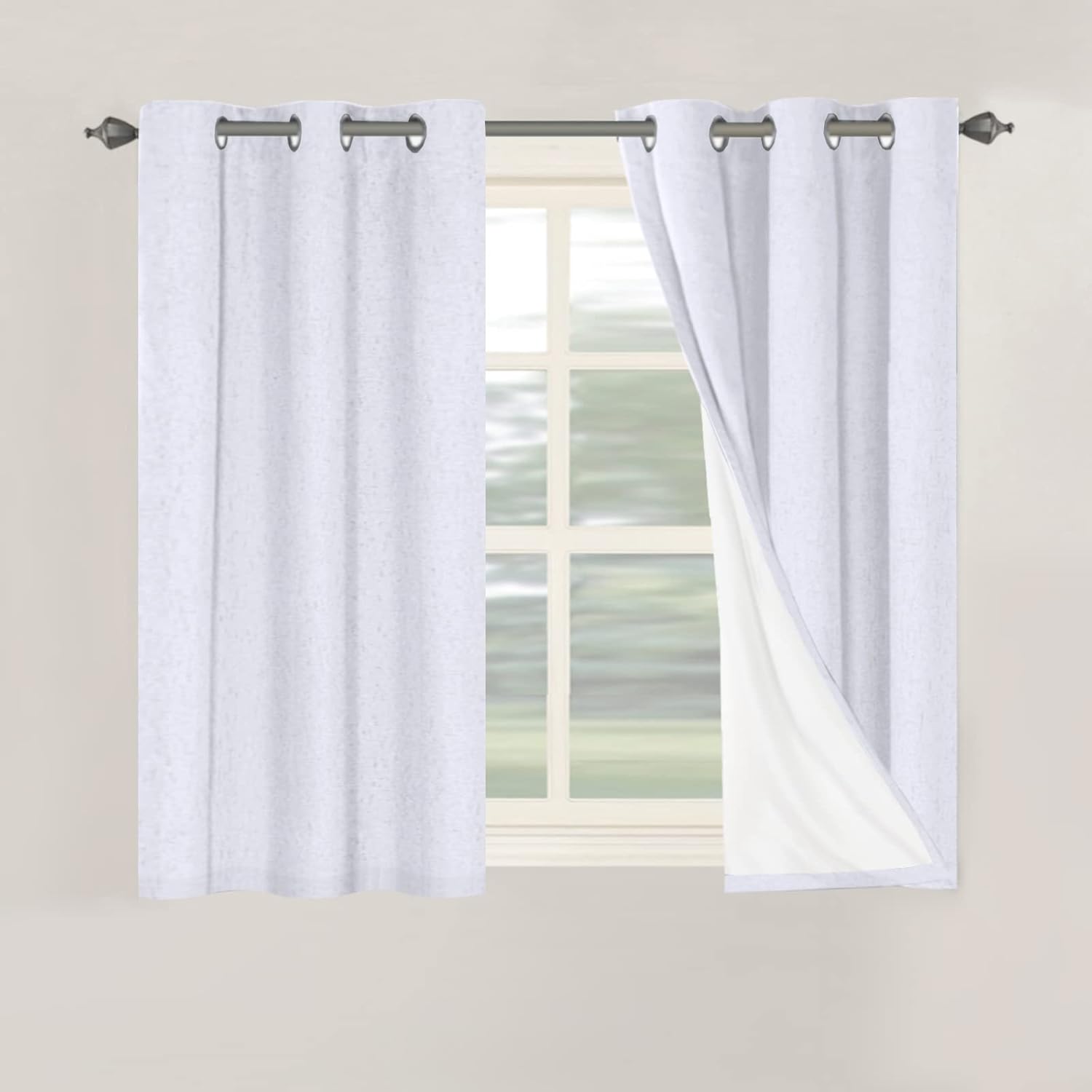H.VERSAILTEX Linen 100% Blackout Curtains for Bedroom Full Light Blocking Curtains, Textured Window Curtain for Living Room 84 inch Grommet, Energy Efficient Curtains White Liner(2 Panels, Natural)