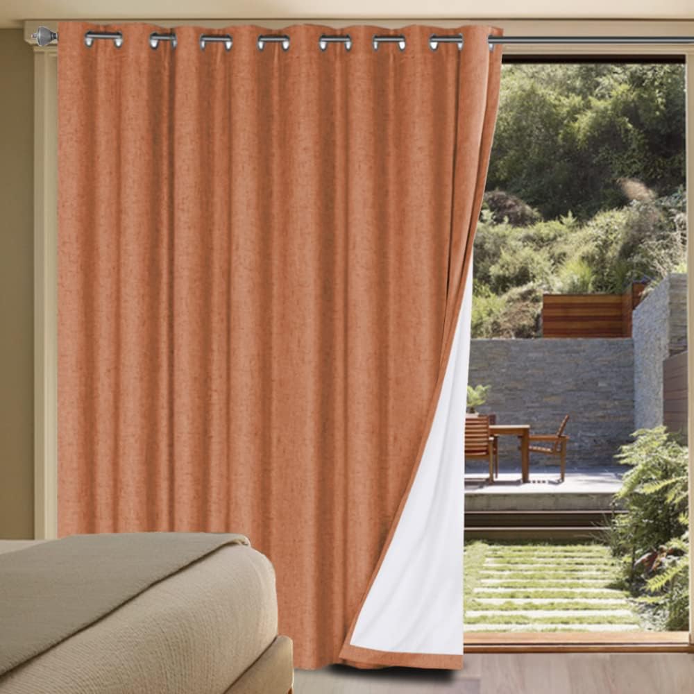 H.VERSAILTEX Linen 100% Blackout Curtains for Bedroom Full Light Blocking Curtains, Textured Window Curtain for Living Room 84 inch Grommet, Energy Efficient Curtains White Liner(2 Panels, Natural)