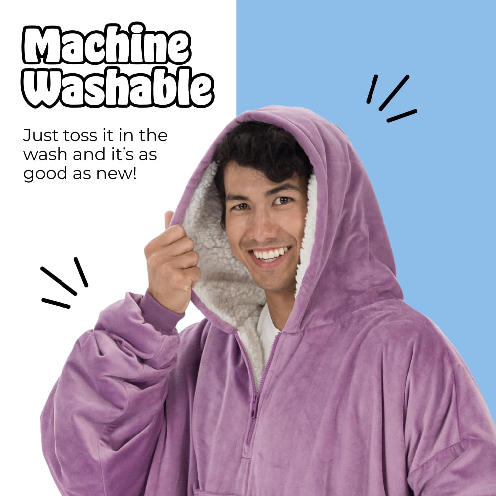 THE COMFY Original | Sherpa Lined Microfiber Fleece Wearable Blanket, Oversized Design with Hood and Pocket from Shark Tank