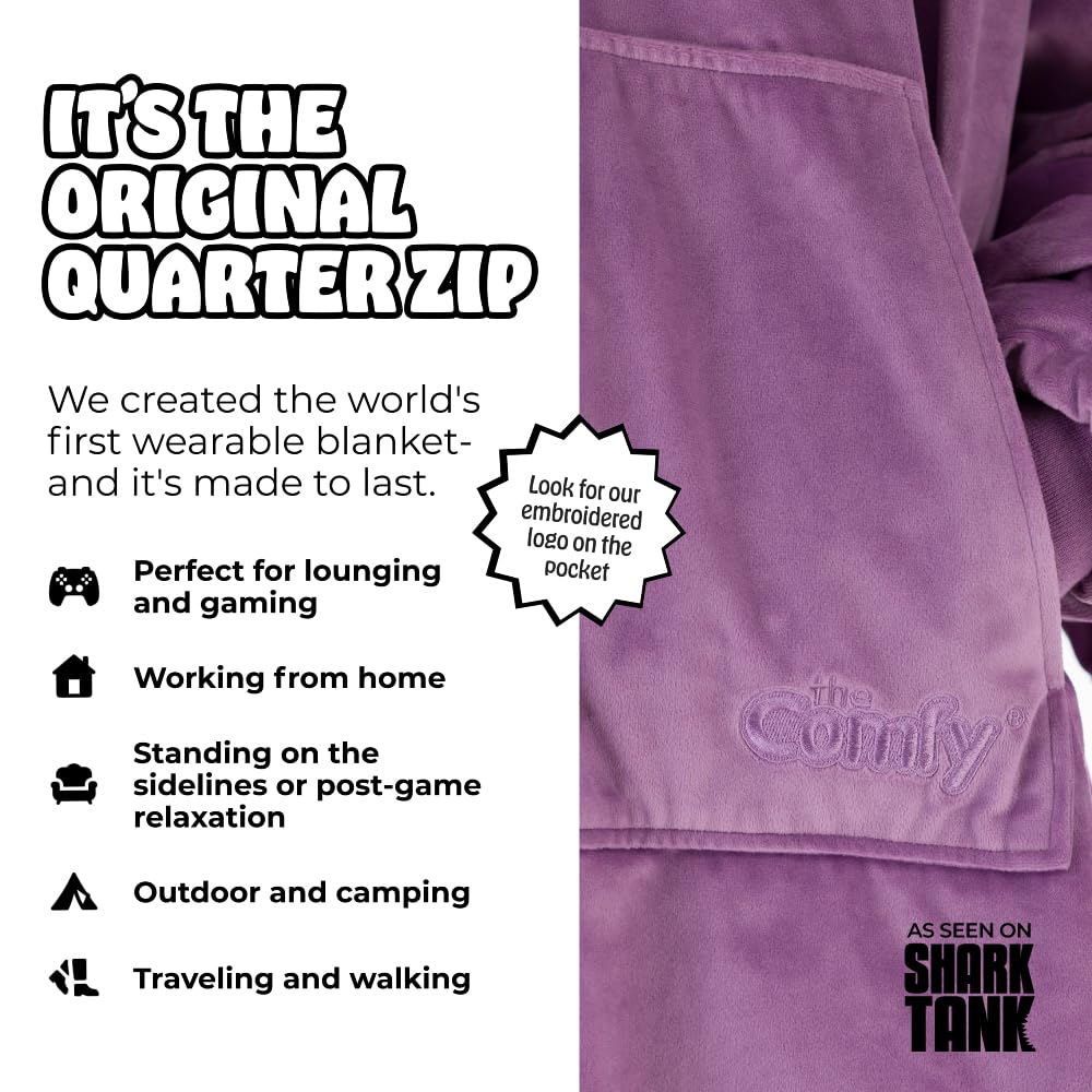 THE COMFY Original | Sherpa Lined Microfiber Fleece Wearable Blanket, Oversized Design with Hood and Pocket from Shark Tank