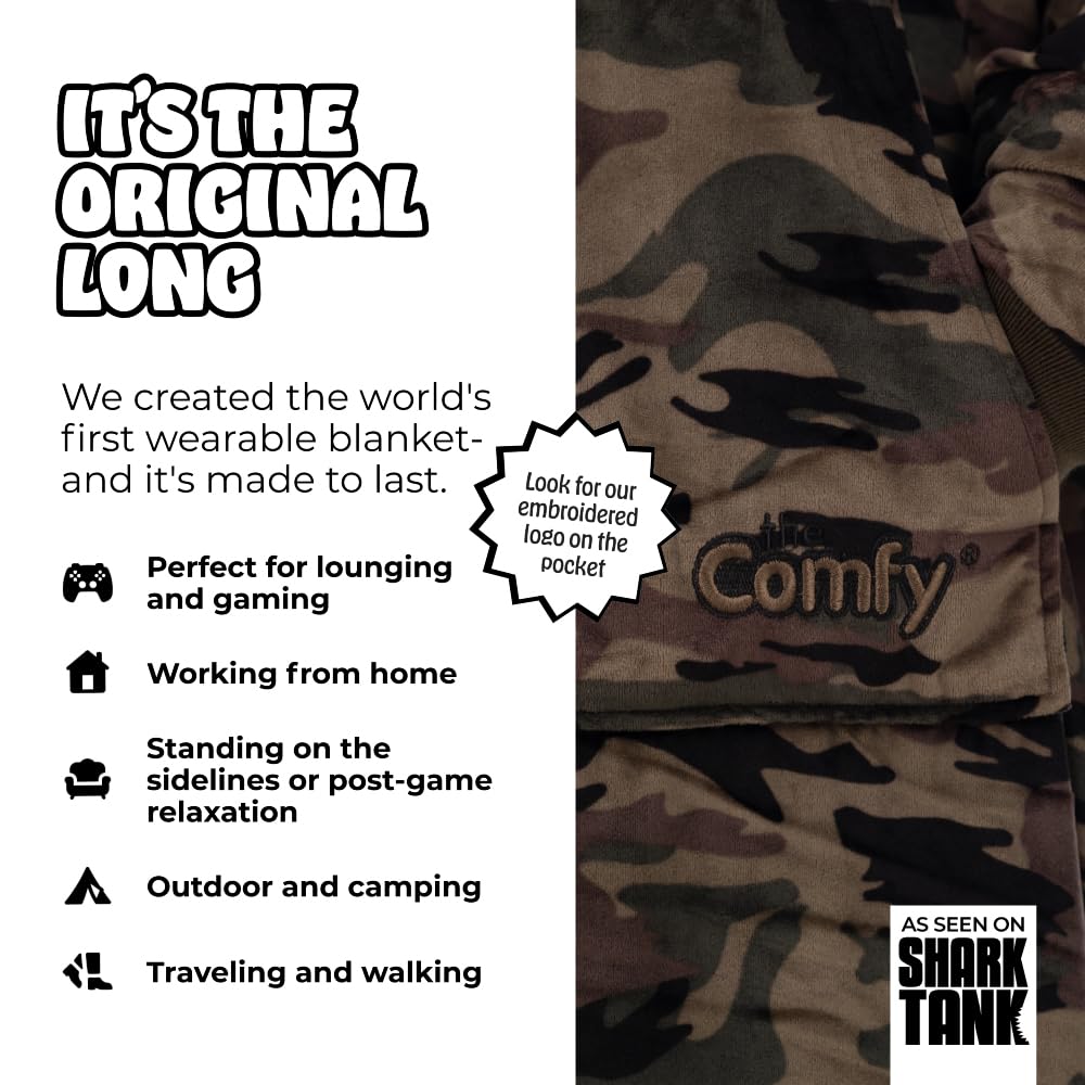 THE COMFY Original | Sherpa Lined Microfiber Fleece Wearable Blanket, Oversized Design with Hood and Pocket from Shark Tank