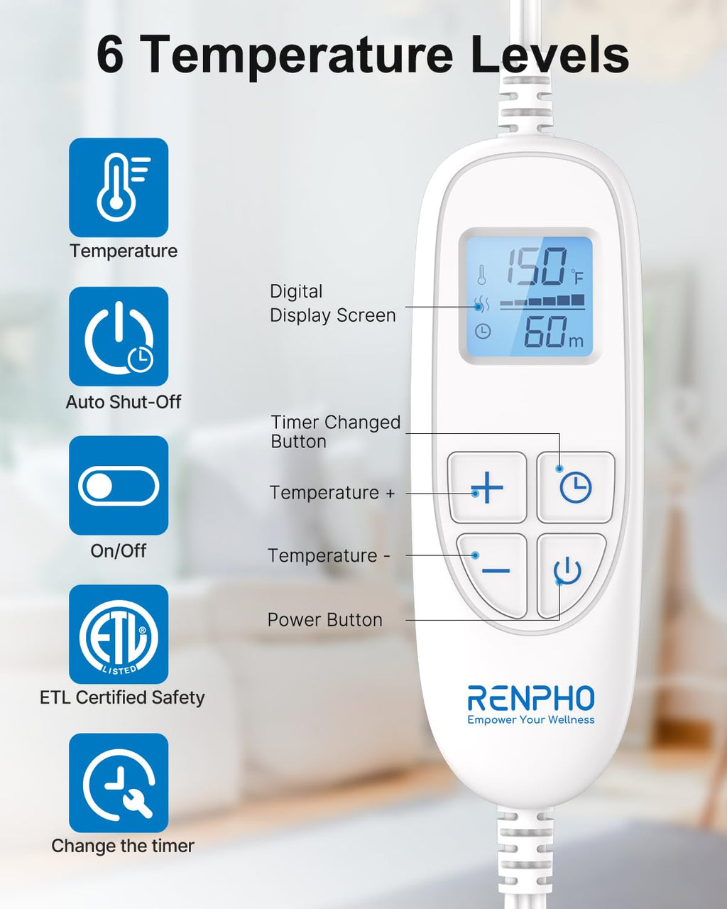 RENPHO Electric Heating Pad for Back, Birthday Christmas Gifts for Women Men Mom Dad Elderly, FSA Eligible Items Only List, Large Heat Pad for Neck Shoulders, 24"x33", ETL Certified, Gray