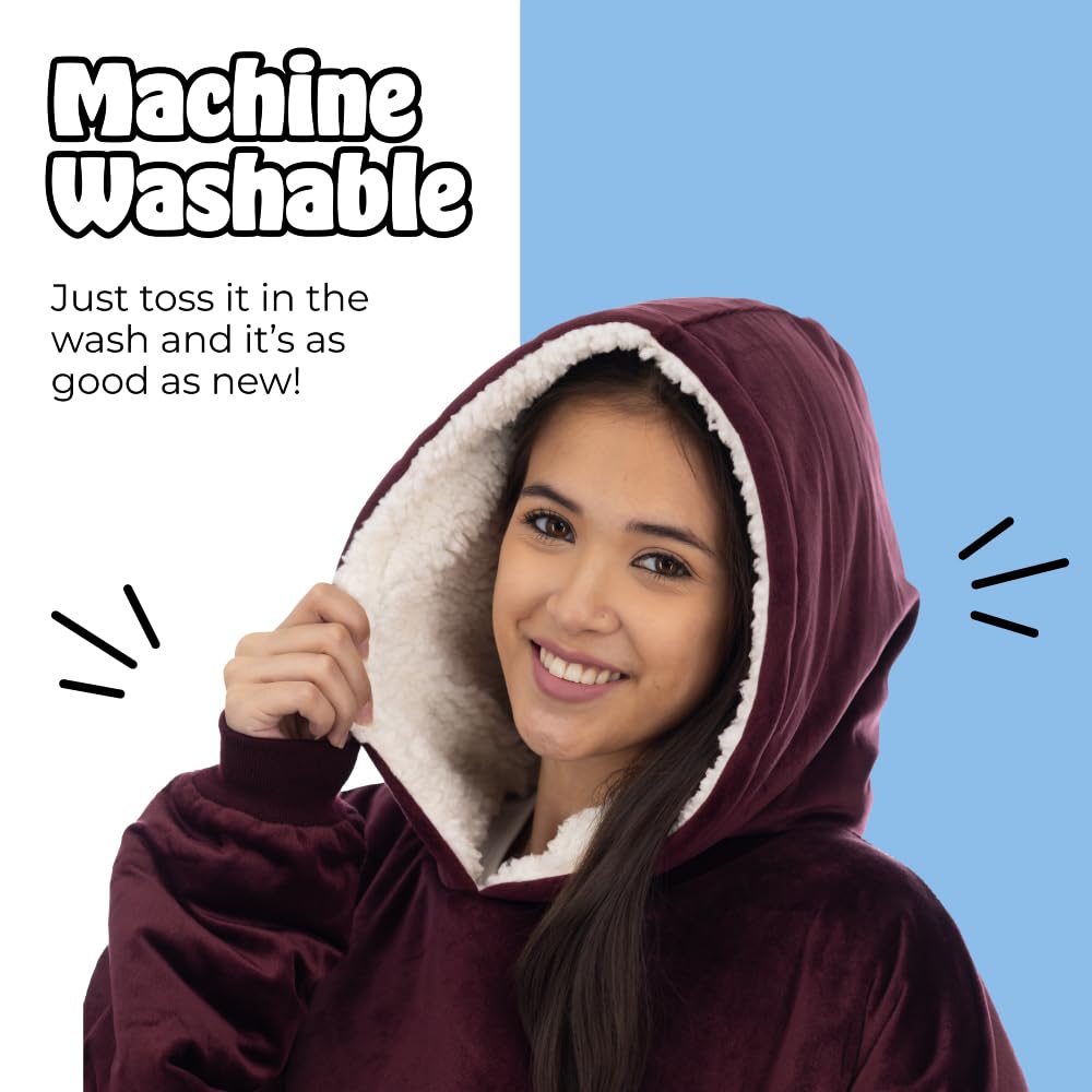 THE COMFY Original | Sherpa Lined Microfiber Fleece Wearable Blanket, Oversized Design with Hood and Pocket from Shark Tank