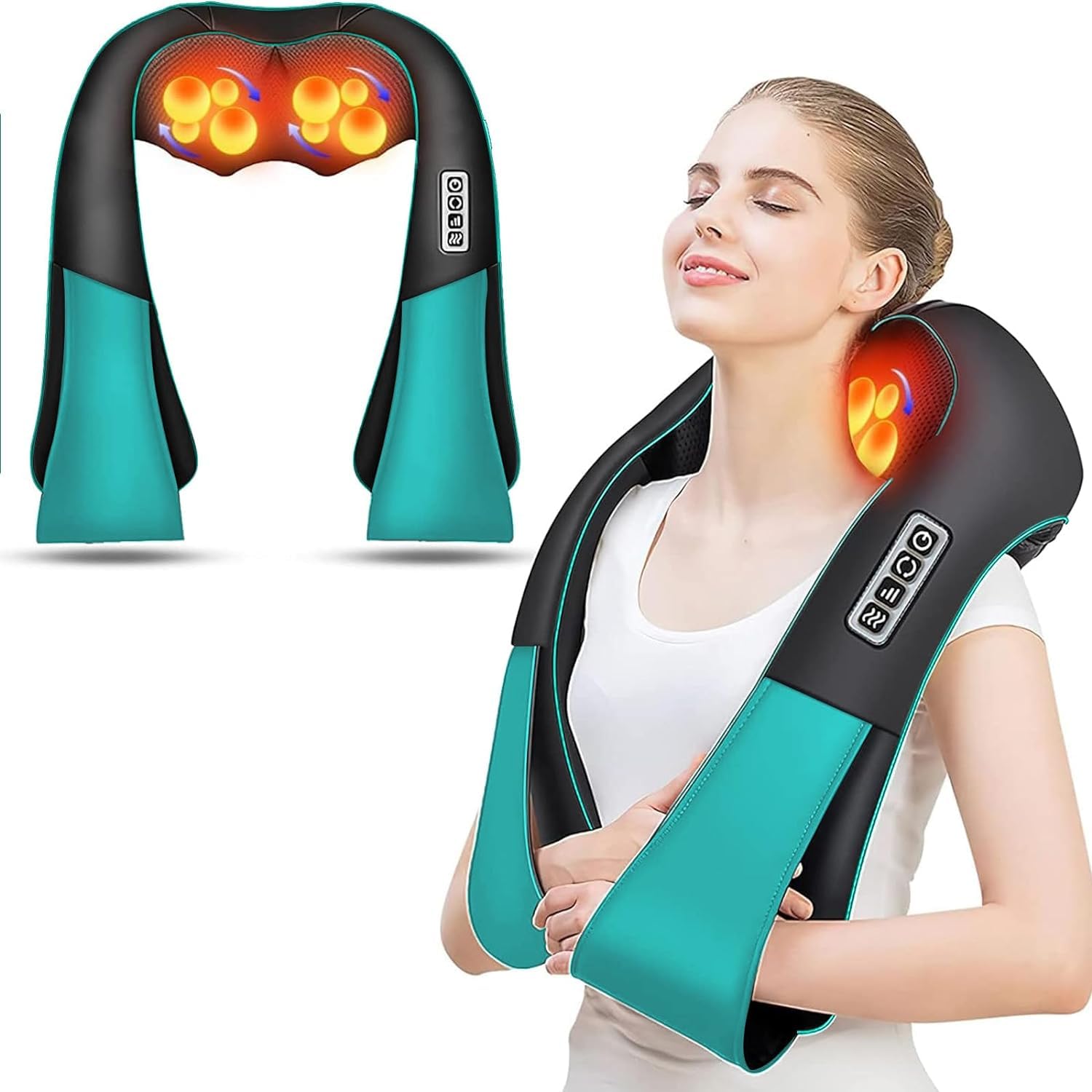 AERLANG Shiatsu Back and Neck Massager, Back Massager Deep Tissue Kneading Neck and Shoulder Massage with Heat, Electric Massage Pillow Fathers Day Gift Ideas from Daughter Son(NOT Cordless)
