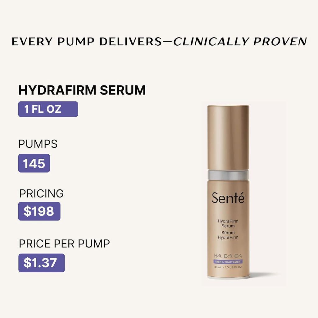 Senté HydraFirm Serum | Supports Collagen and Elastin Production | Restores Firmness and Plumps Skin | Formulated with Patented HSA and Peptides | 1 Fl Oz