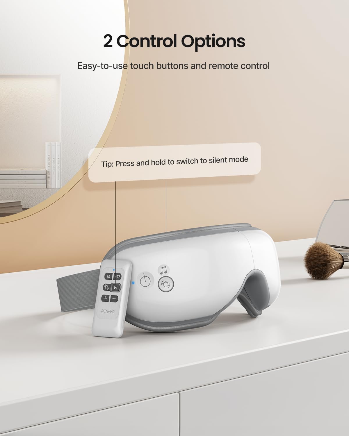 RENPHO Eyeris 1 Eye Massager with Remote, Christmas Birthday Gifts for Women Men, FSA Eligible HSA Sleep Mask with Heat, Compression, Headache Massager Scalp for Strain Relief Migraine Relief Stye Eye