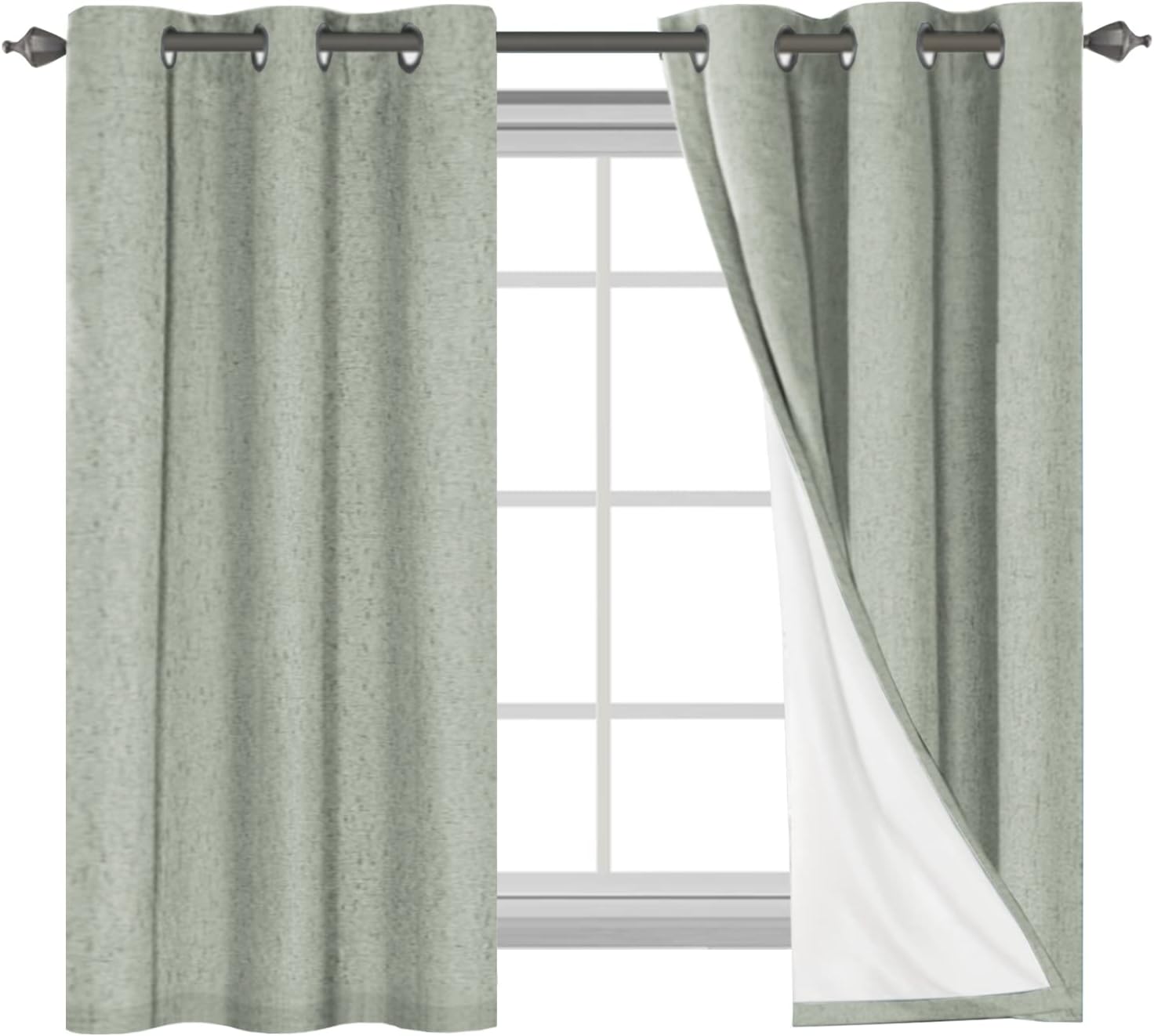 H.VERSAILTEX Linen 100% Blackout Curtains for Bedroom Full Light Blocking Curtains, Textured Window Curtain for Living Room 84 inch Grommet, Energy Efficient Curtains White Liner(2 Panels, Natural)