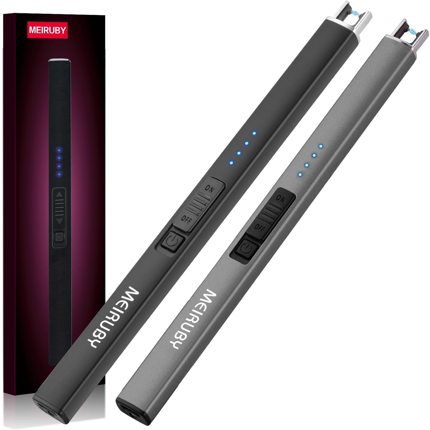 MEIRUBY Electric Candle Lighter, Christmas Stocking Stuffers Gifts for Women Mom Men Wife Sister, USB Arc Rechargeable Windproof Long Lighter for Candle BBQ Housewarming Birthday Gifts Idals