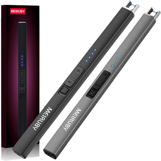 MEIRUBY Electric Candle Lighter, Christmas Stocking Stuffers Gifts for Women Mom Men Wife Sister, USB Arc Rechargeable Windproof Long Lighter for Candle BBQ Housewarming Birthday Gifts Idals