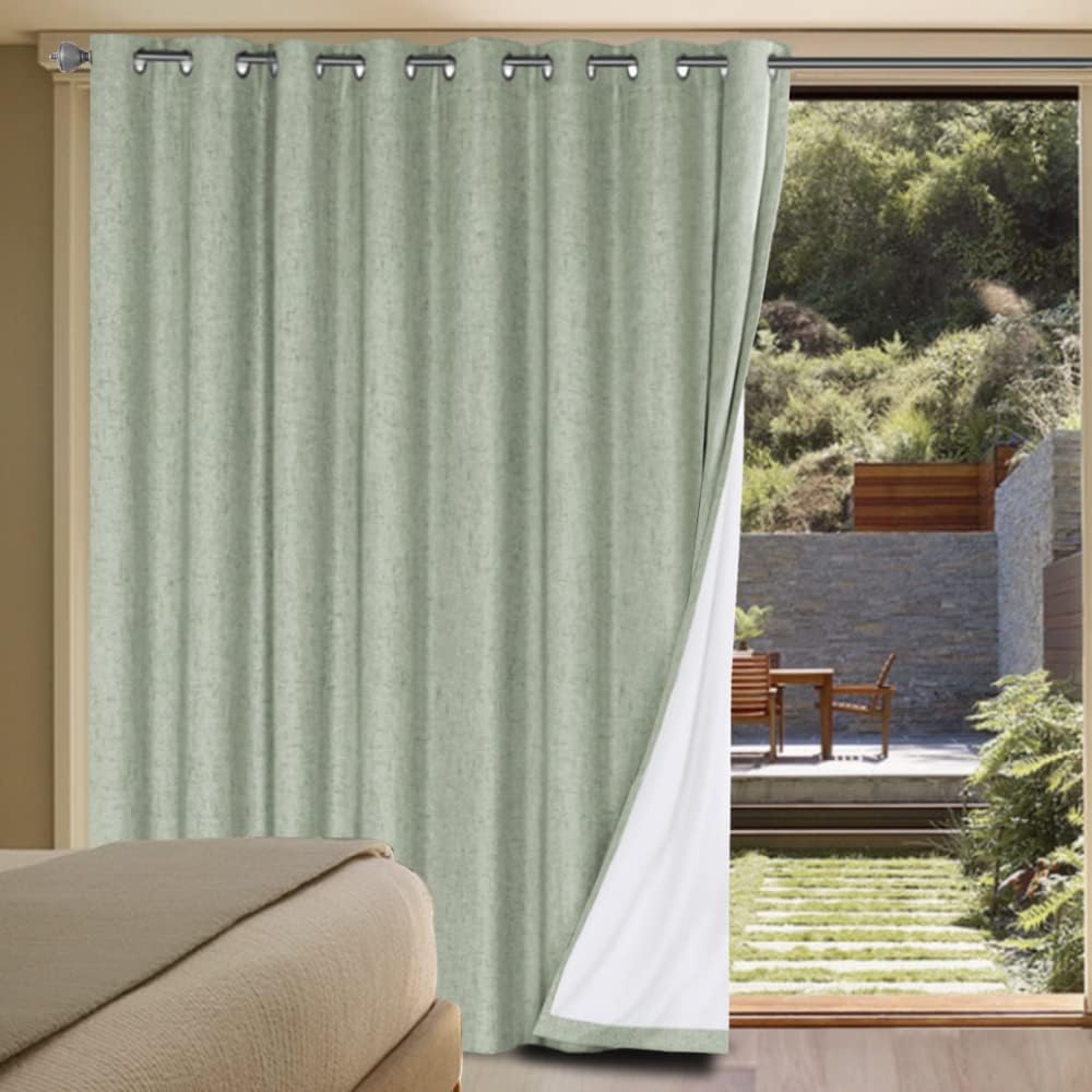 H.VERSAILTEX Linen 100% Blackout Curtains for Bedroom Full Light Blocking Curtains, Textured Window Curtain for Living Room 84 inch Grommet, Energy Efficient Curtains White Liner(2 Panels, Natural)