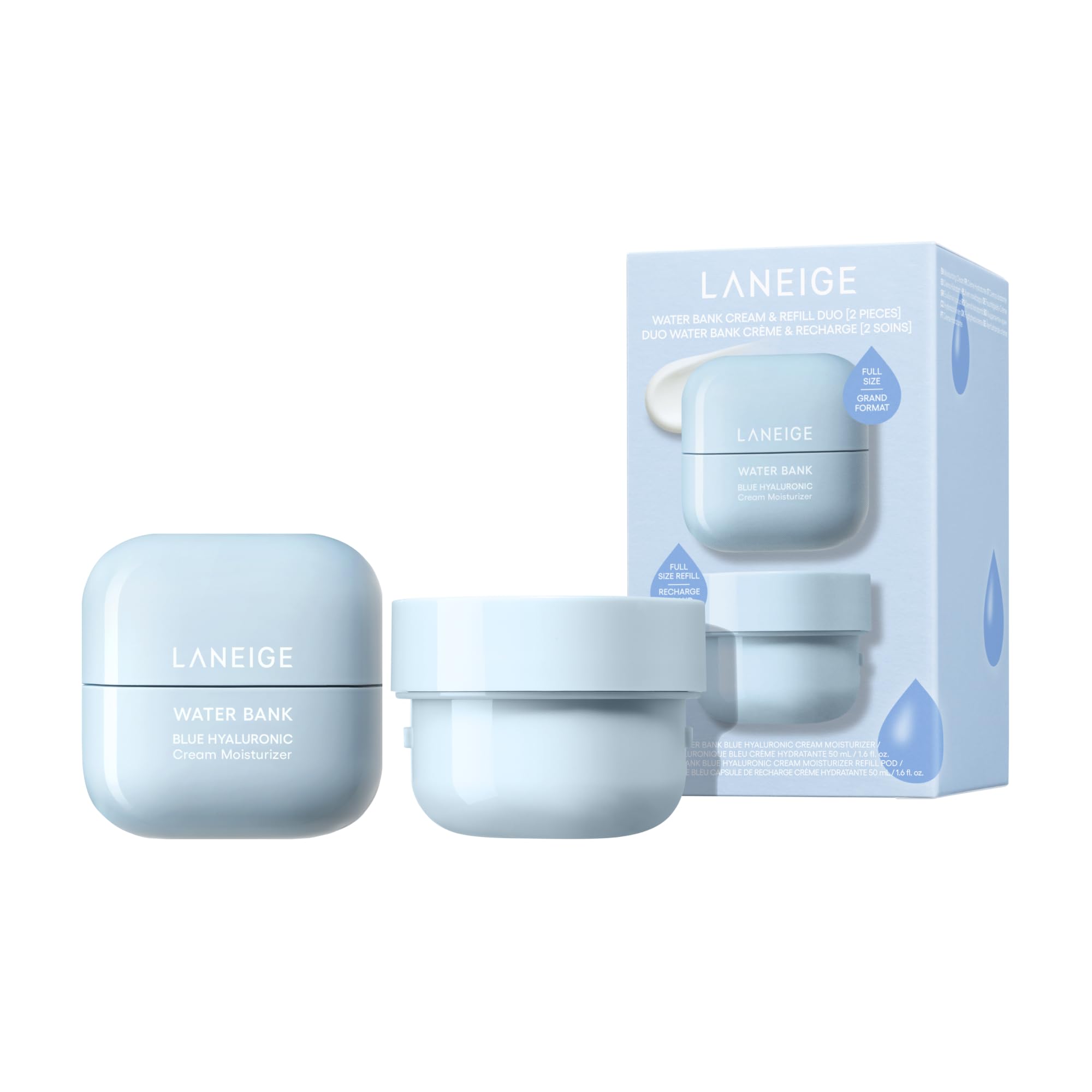 LANEIGE Water Bank Blue Hyaluronic Cream Moisturizer: Hydrating Korean Face Cream with Squalane & Ceramide for Skin Barrier Support, Dermatologist-Tested