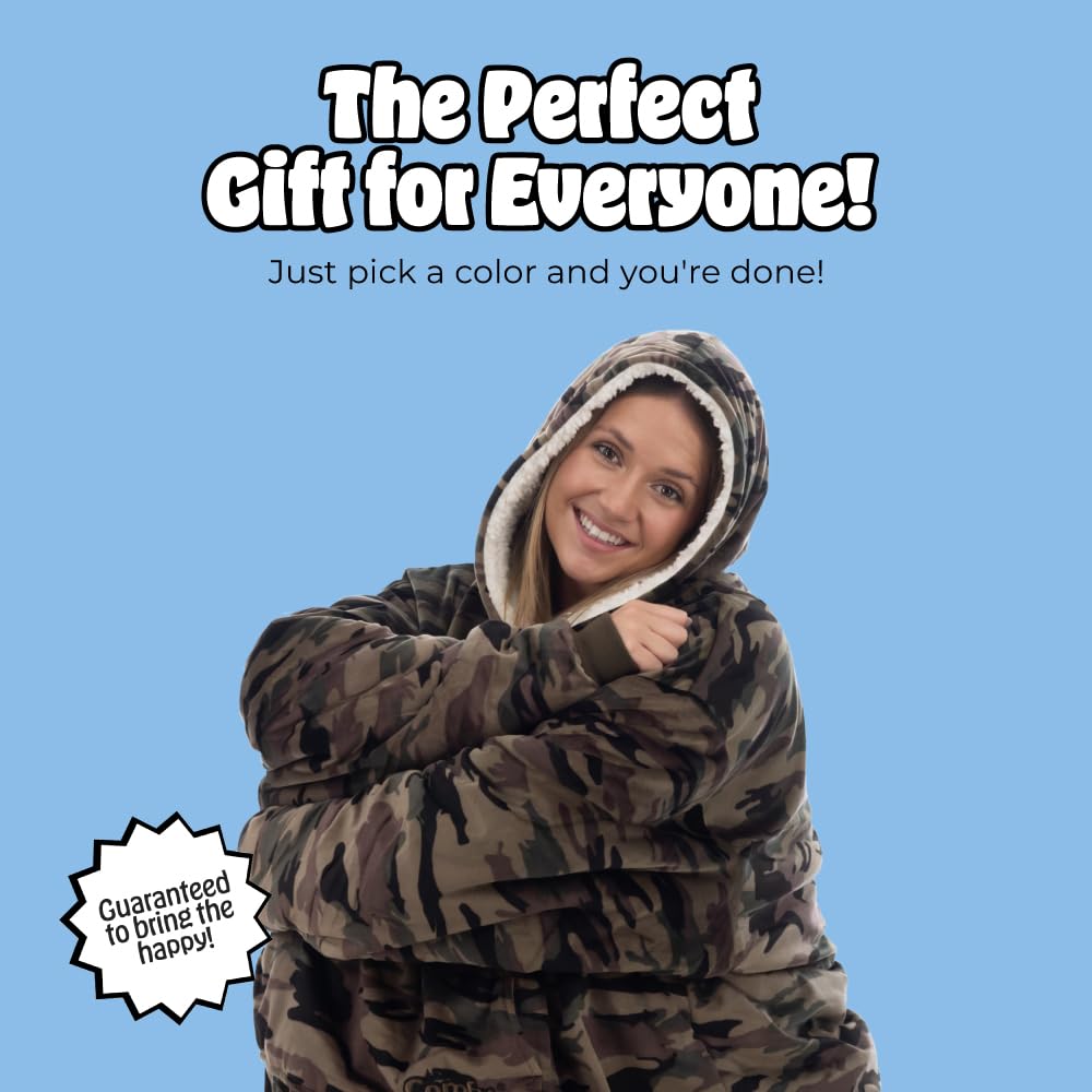 THE COMFY Original | Sherpa Lined Microfiber Fleece Wearable Blanket, Oversized Design with Hood and Pocket from Shark Tank