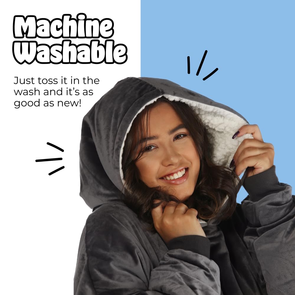 THE COMFY Original | Sherpa Lined Microfiber Fleece Wearable Blanket, Oversized Design with Hood and Pocket from Shark Tank