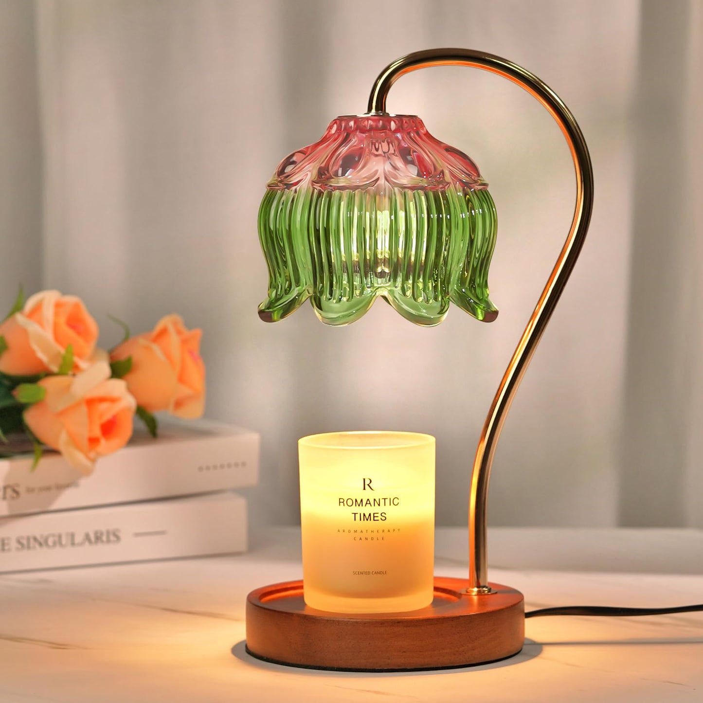 Flower Candle Warmer Lamp with Timer, Dimmable Candle Lamp Warmer, Christmas Birthday Gift for Women Mom, House Warming for New Home Decor, Lotus Wax Melt Warmer for Jar Candles