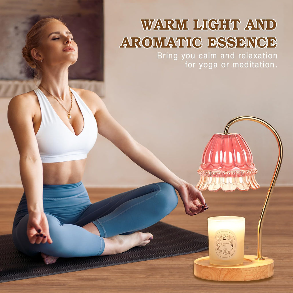 Flower Candle Warmer Lamp with Timer, Dimmable Candle Lamp Warmer, Christmas Birthday Gift for Women Mom, House Warming for New Home Decor, Lotus Wax Melt Warmer for Jar Candles