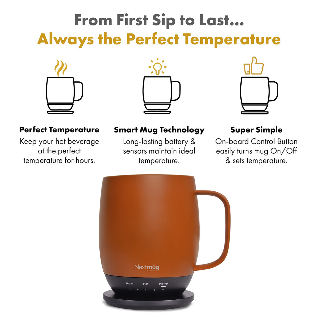 Nextmug - Temperature-Controlled, Self-Heating Coffee Mug (Black - 14 oz.)