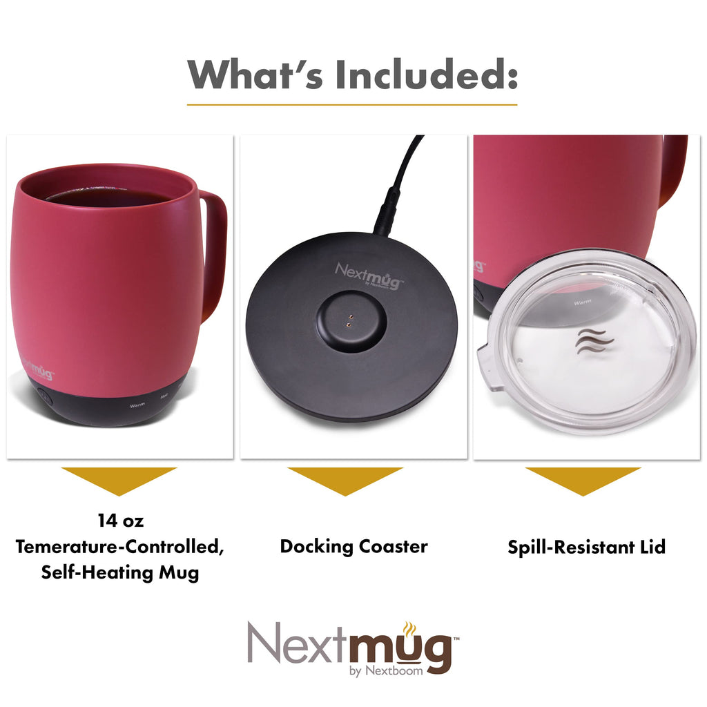 Nextmug - Temperature-Controlled, Self-Heating Coffee Mug (Black - 14 oz.)