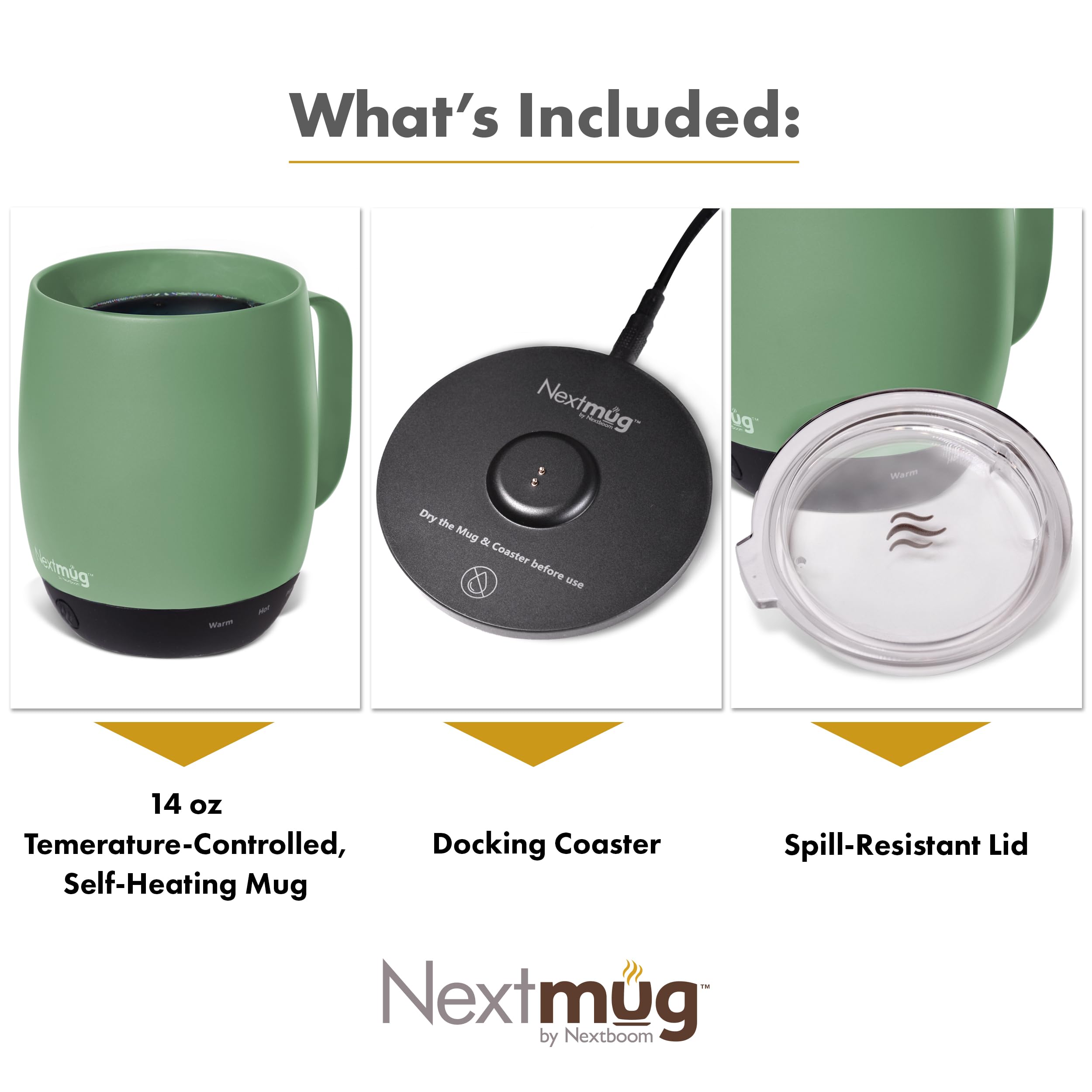 Nextmug - Temperature-Controlled, Self-Heating Coffee Mug (Black - 14 oz.)