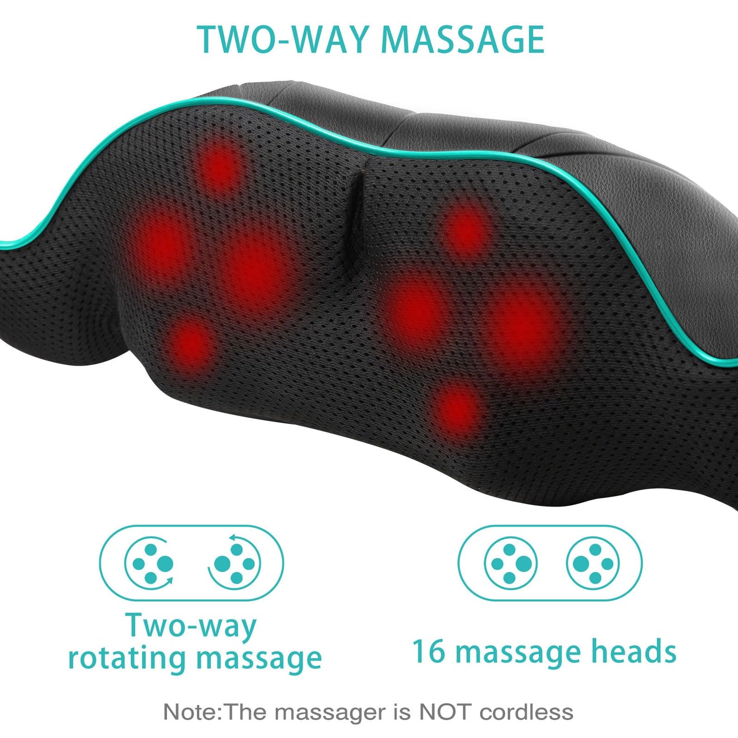 AERLANG Shiatsu Back and Neck Massager, Back Massager Deep Tissue Kneading Neck and Shoulder Massage with Heat, Electric Massage Pillow Fathers Day Gift Ideas from Daughter Son(NOT Cordless)