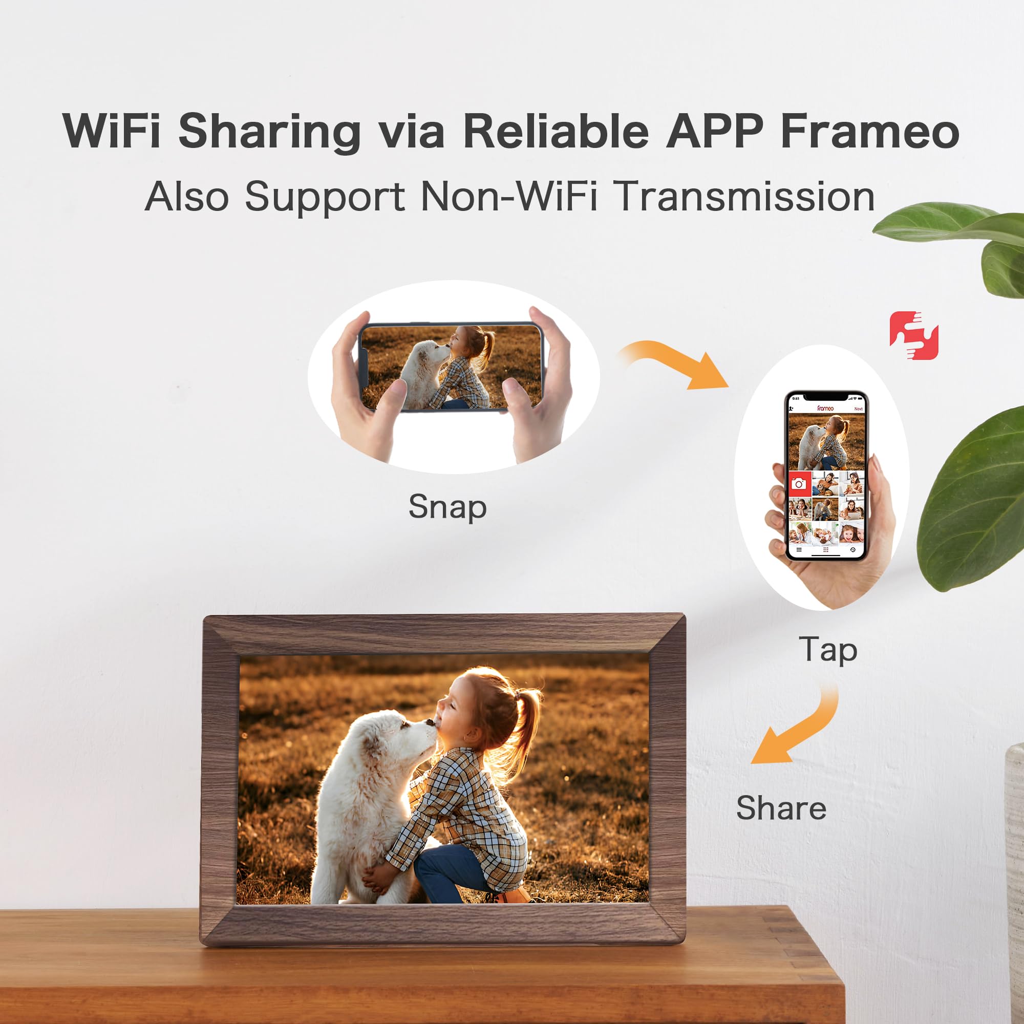 Digital Picture Frame, 10.1'' Frameo Digital Frame Wifi, 32GB Memory, 1280*800 HD Touch Screen Digital Photo Frame, Wall Mountable, Auto-Rotate, Share Instantly, Wedding, Birthday Gifts for Women, Mom